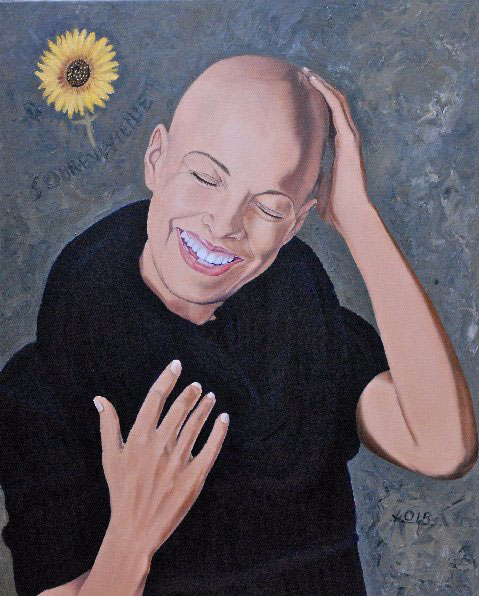 La sobreviviente painting of cancer survivor by Oscar Lopez Rivera